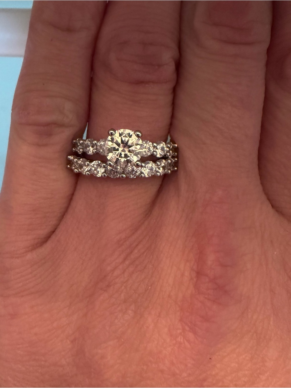 Classic Moissanite Engagement Ring Set - White